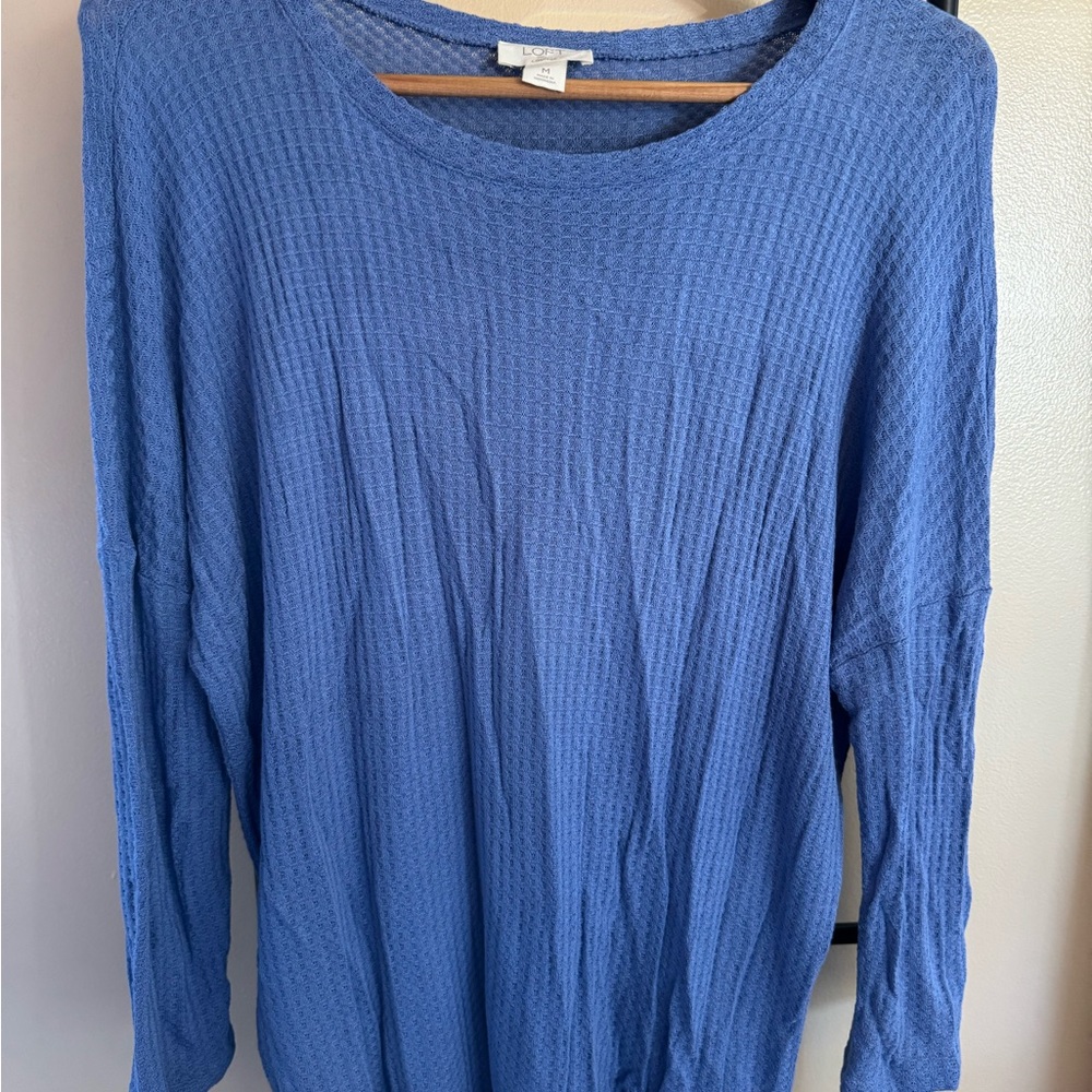 LOFT Blue Textured Long Sleeve Top
